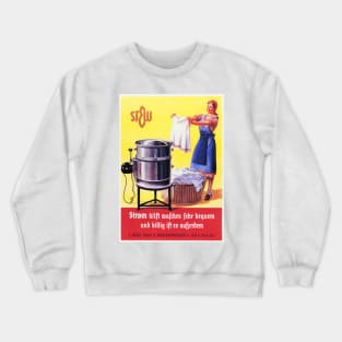 Vintage 1935 GERMANY Electric Washing Machine Advertisement Lithograph Art Crewneck Sweatshirt